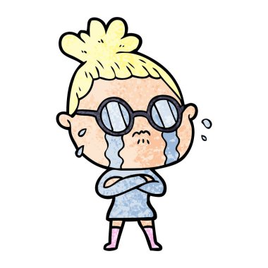 çizgi film ağlayan kadın gözlük takıyor