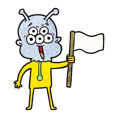 mutlu çizgi film uzaylı vektör çizim