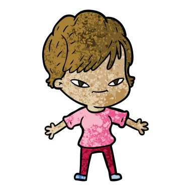 vektör çizim karikatür mutlu kadın