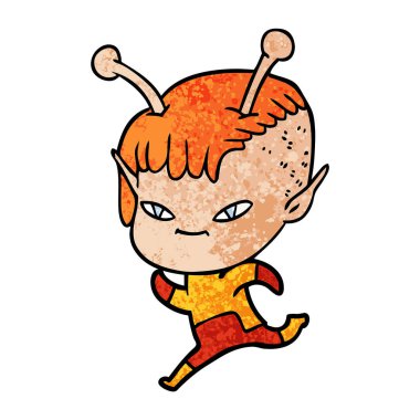 sevimli çizgi uzaylı kız