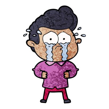 adam ağlıyor çizgi film vektör çizim