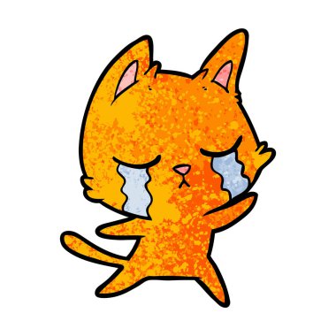 vektör çizim karikatür kedi ağlama