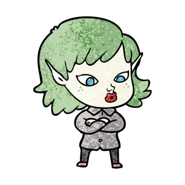 vektör çizim karikatür elf kızı