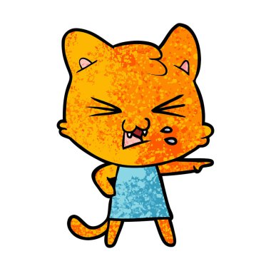 vektör çizim karikatür kedi tıslama