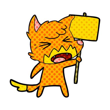 Tilki çizgi film karakteri protesto işareti ile