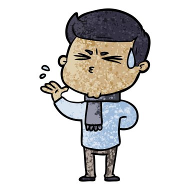 vektör çizim karikatür adam terleme