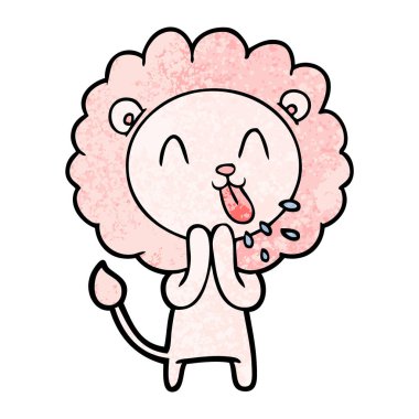 mutlu karikatür aslan vektör çizim