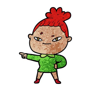 Çizgi filmdeki kadının vektör çizimi