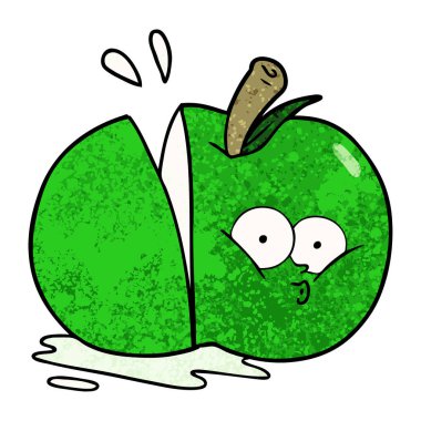 vektör çizim karikatür dilimlenmiş elma