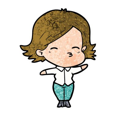 Çizgi filmdeki kadının vektör çizimi