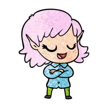 mutlu karikatür elf kızı