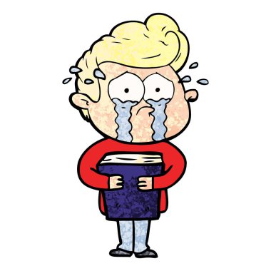 adam ağlıyor çizgi film vektör çizim