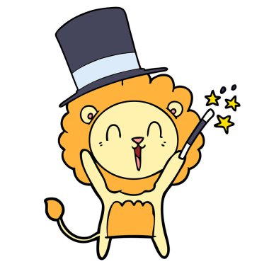 Aslan karikatür gülen vektör çizim