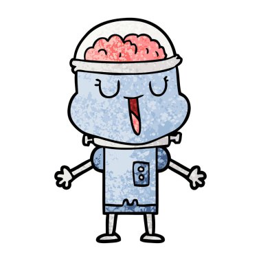 mutlu karikatür robot vektör çizim