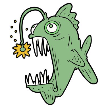 vector illustration of cartoon lantern fish clipart