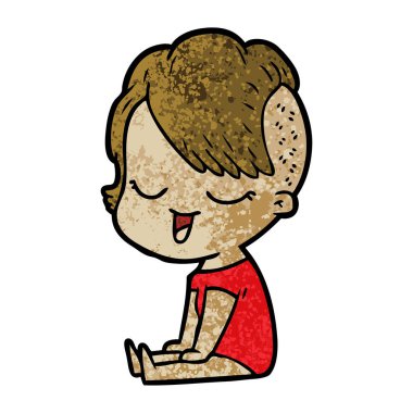 mutlu çizgi film kız vektör çizim