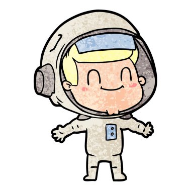 mutlu karikatür astronot vektör çizim