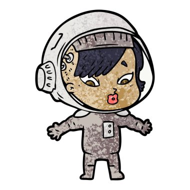 vektör çizim karikatür astronot kadın