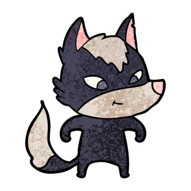 vektör çizim dostu karikatür kurt