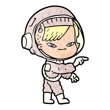 vektör çizim karikatür astronot kadın