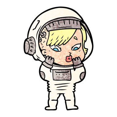vektör çizim karikatür astronot kadın
