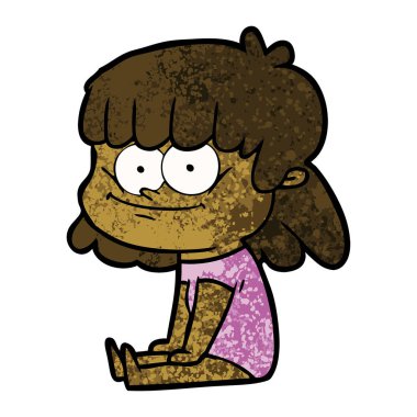 vektör çizim karikatür kız gülümseyerek