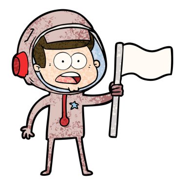 sürpriz astronot bayrak sallayarak çizgi film