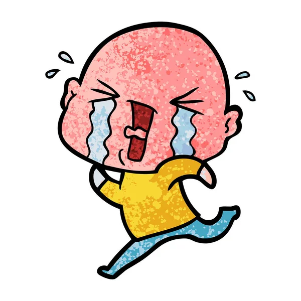 Cartoon Crying Bald Man — Stock Vector