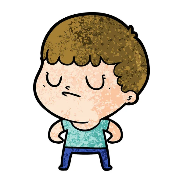 Vector Illustration Cartoon Grumpy Boy — Stock Vector