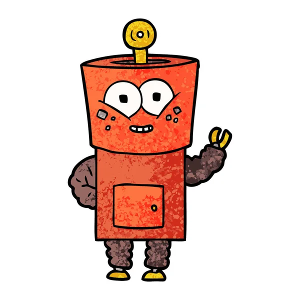 Happy Cartoon Robot Wuivende Hello — Stockvector