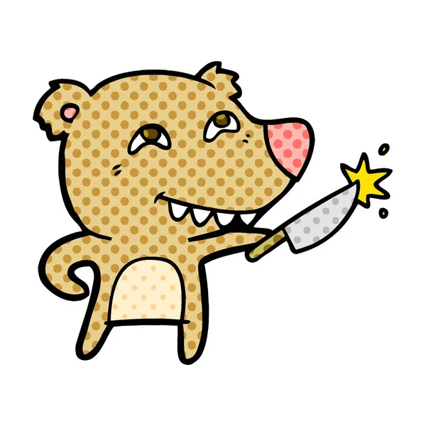 Kreslený Medvěd Ostrým Nožem — Stockový vektor