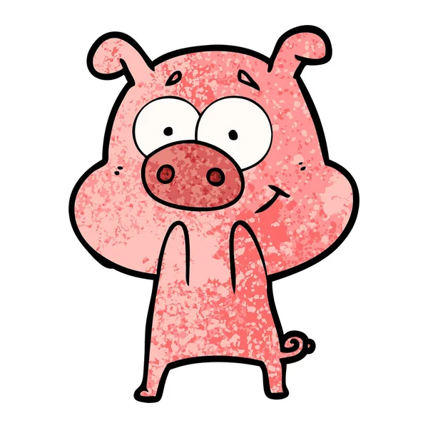 Vektorillustration Des Glücklichen Cartoon Schweins — Stockvektor