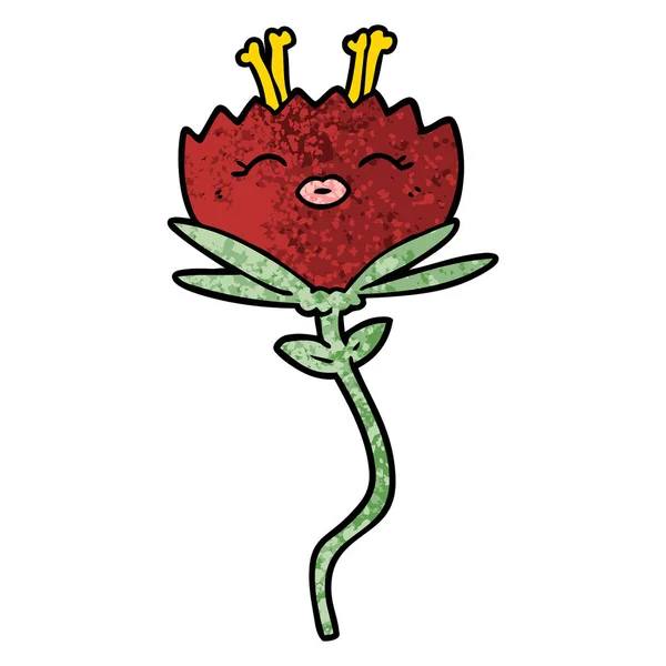 Vektorové Ilustrace Šťastný Karikatura Květ — Stockový vektor