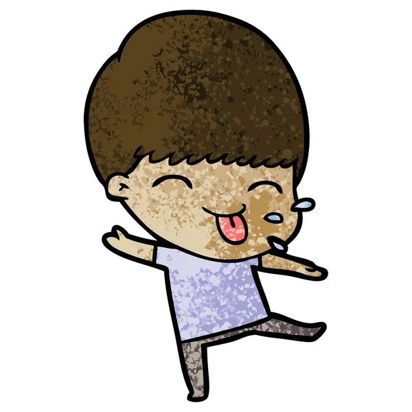 Tecknad Pojke Sticker Tungan — Stock vektor