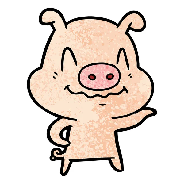 Illustration Vectorielle Cochon Dessin Animé Nerveux — Image vectorielle