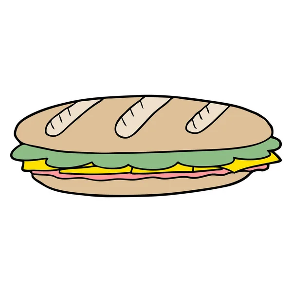 サンドイッチの漫画のキャラクターのベクトル イラスト — ストックベクタ