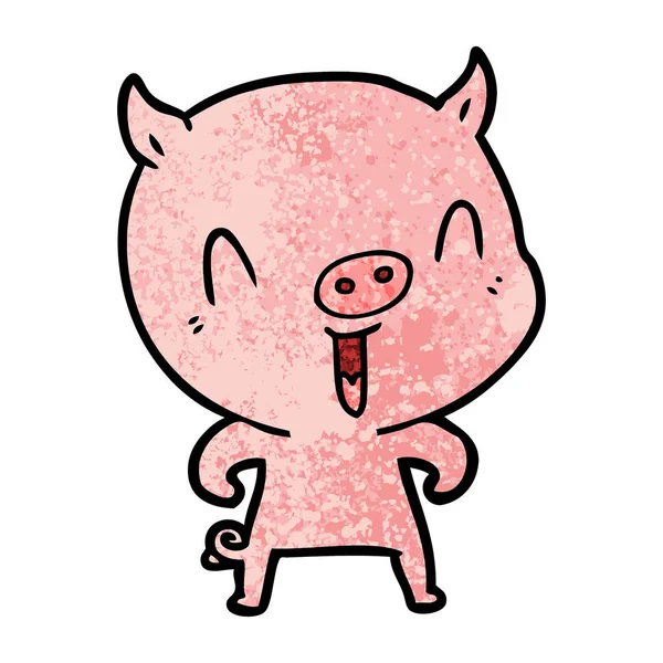 Illustration Vectorielle Cochon Heureux Dessin Animé — Image vectorielle