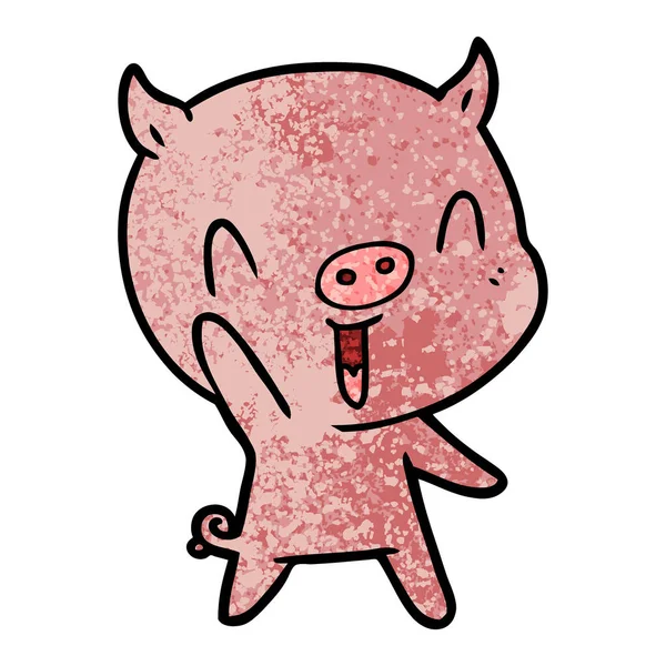 Vector Illustration Happy Cartoon Pig — Stock Vector