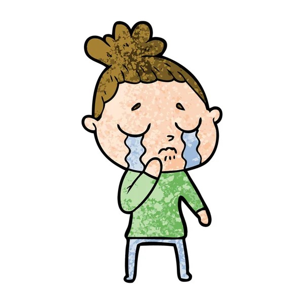 Vector Illustration Cartoon Crying Woman — Stock Vector