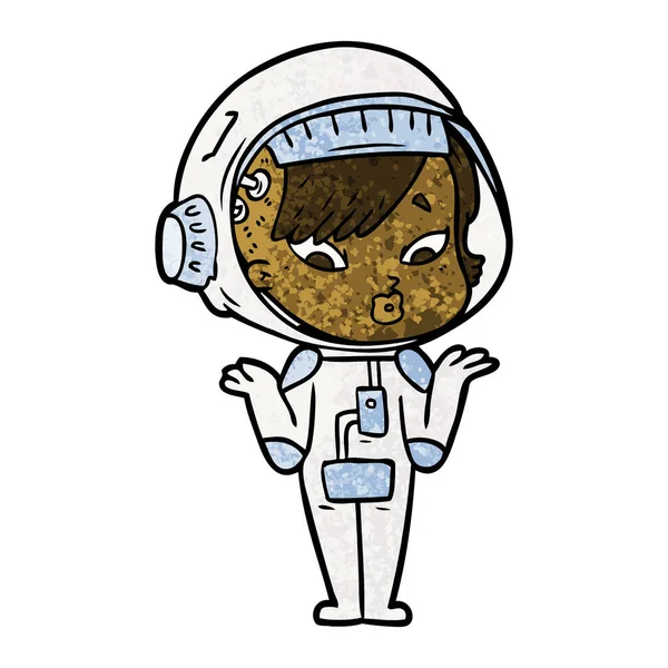 Vector Ilustración Dibujos Animados Astronauta Mujer — Archivo Imágenes Vectoriales