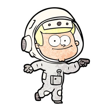 mutlu astronot karikatür vektör çizim