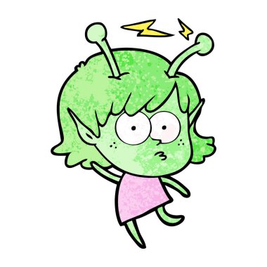 vektör çizim karikatür uzaylı kız