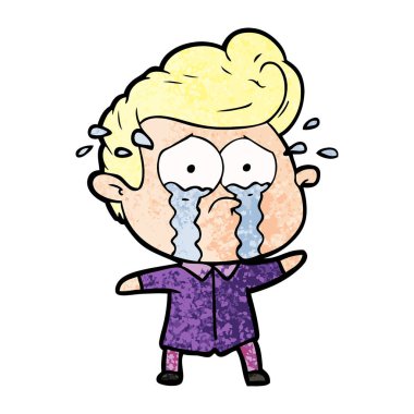 adam ağlıyor çizgi film vektör çizim