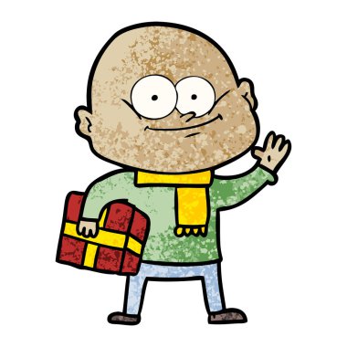 karikatür kel adam bakıyor