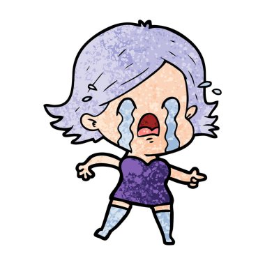 vektör çizim karikatür kadının ağladığını