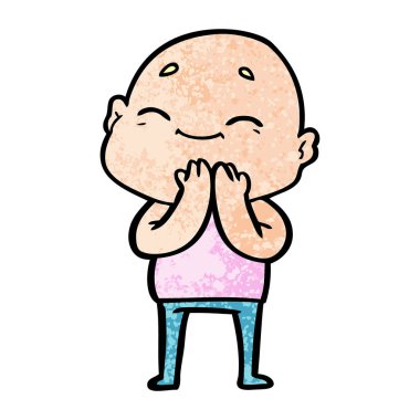 mutlu karikatür kel adam