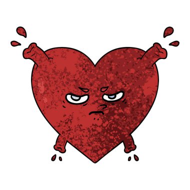 Karikatür kalp çiziminin vektör çizimi