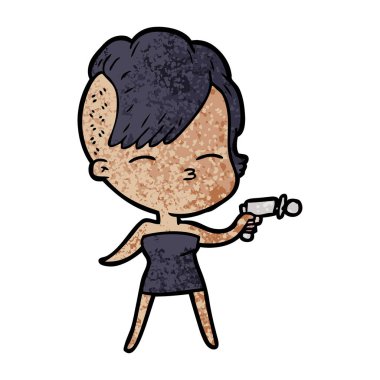 çizgi film kız gözlerini kısarak vektör çizim