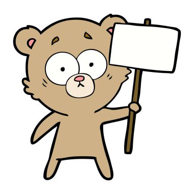 çizgi film chraracter protesto işareti ile ayı