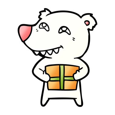 Kutup ayısı Noel mevcut karikatür ile